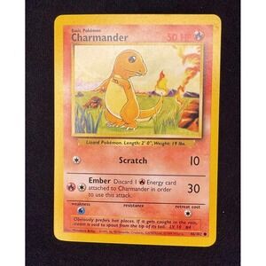 Pokemon Charmander 46/102 Base‎ Set Rare Card 1999